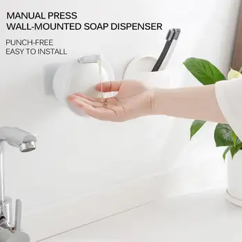 

Small Liquid Soap Dispenser Wall Mounted Free Punching Plastic Sanitizer Shampoo Dispenser For Bathroom Kitchen Hotel 350ml