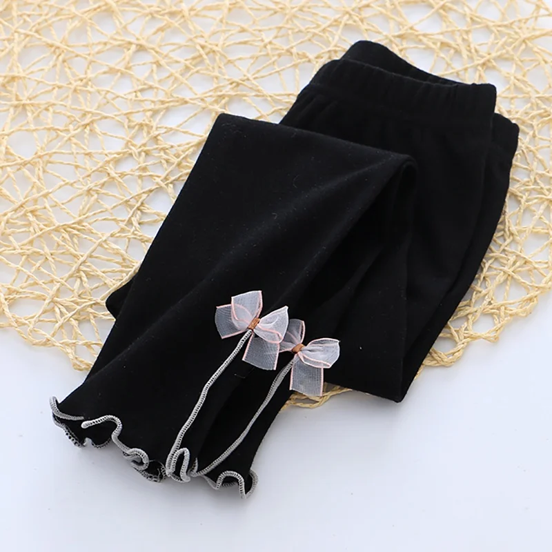 Милые штаны для новорожденных девочек хлопковые леггинсы осенние леггинсы с эластичной резинкой на талии с цветочным принтом и бантом для малышей