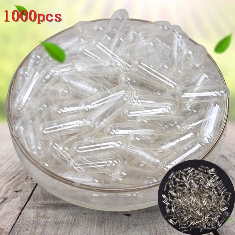 

1000Pcs/pack Medicine Capsule Shell Empty Transparent Hollow Plastic Capsules Pill Clear Capsules Separated Box Wholesale