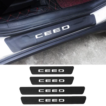 

4pcs PU Carbon fiber Door Sill Scuff Plate Guards Stickers Protector Trim For Kia Ceed ED JD ED 2006-2018 2019 2020 Accessories