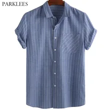 Fashion Diagonal Stripes Summer Mens Shirt 2020 Casual Button Up Shirts for Men with Front Pocket Social Daily Streetwear Male