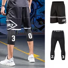 Мужские баскетбольные наборы, спортивные быстросохнущие спортивные шорты для тренировок+ колготки для мужчин, для футбола, пешего туризма, бега, фитнеса, № 30, штаны