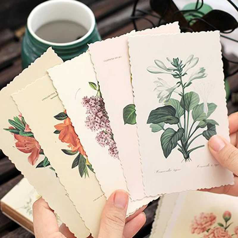 

30 Pcs/pack Kawaii Flowers Green Plants Postcard Set Greeting Cards Envelope Gift Message Card Wish Card Stationery Gifts