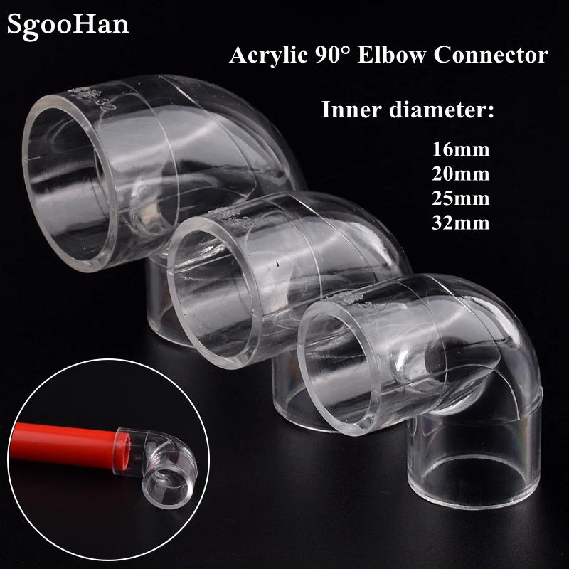1PC Inner Dia 20/25/32mm Acrylic Pipe Aquarium Fish Tank Joint End Plug PMMA Watering Supply Plexiglass Elbow Tee Connector