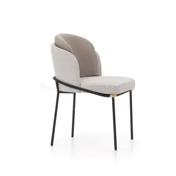 

Italian Minimalist Dining Chair Carbon Steel Fabric Dining Chair Simple Light Luxury Chair Comfortable Coffee Shop Chair
