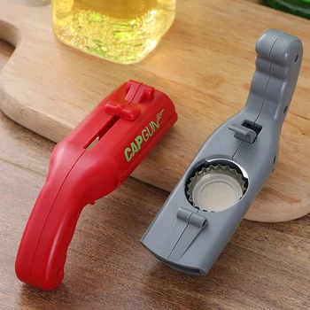 

Portable Cap Gun Creative Flying Cap Launcher Bottle Beer Opener Bar Tool Drink Opening Gun Shaped Bottle Lids Shooter Red Gray