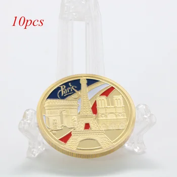 

10pcs/lot Notre Dame De Paris, France Eiffel Tower Gold Commemorative Coins Medal