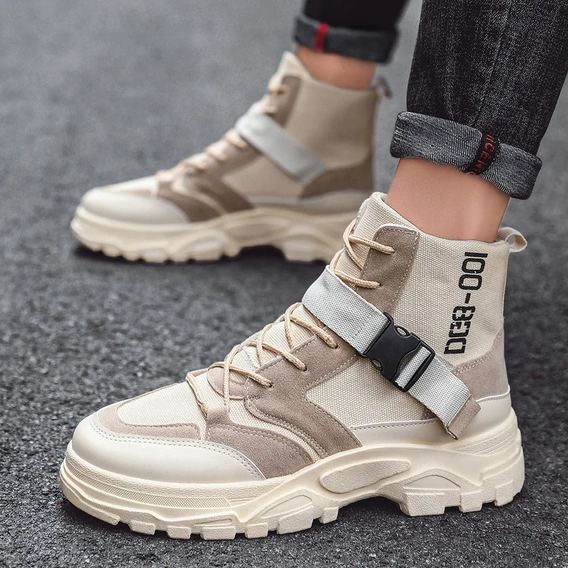 

2019 Autumn Men Hight-top Canvas Martin Boots Tube Boots Fashion Street Trend Retro British Style MEN'S SHOES