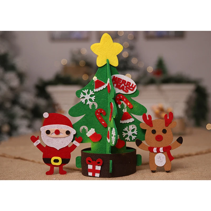 Дети DIY войлочная Рождественская елка с орнаментом Дети год подарки на Рождество дверь Настенный декор