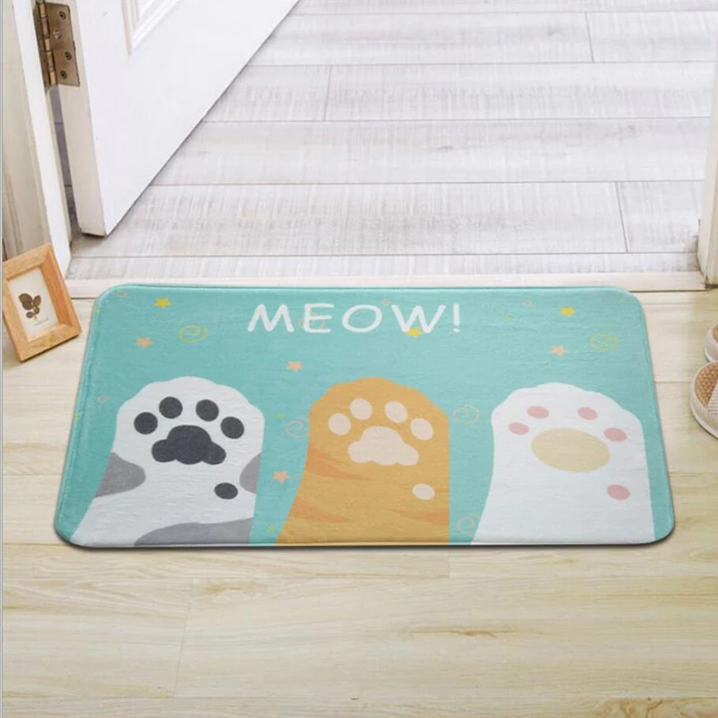 Green Lovely Cat напольный коврик с принтом ковер для кухни коврик для входной двери нескользящий дверной коврик водопоглощающий коврик для ванной комнаты - Цвет: Green