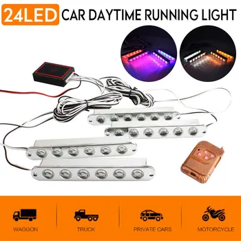 

Vehemo 24LED Vehicles Remote Warning Light Auto Medium Strobe Light Cars Hawkeye Daytime Running Light Blinking Modes Lamp