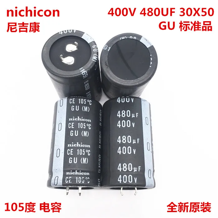 2PCS/10PCS 480uf 400v Nichicon GU 30x50mm 400V480uF Snap-in PSU Capacitor | Электронные компоненты и