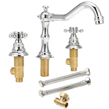 

New 3pcs/set Eourpean Antique Bathroom & Kitchen Basin Mixer Tap Sink Faucet Double Handles Bathroom Basin Faucet
