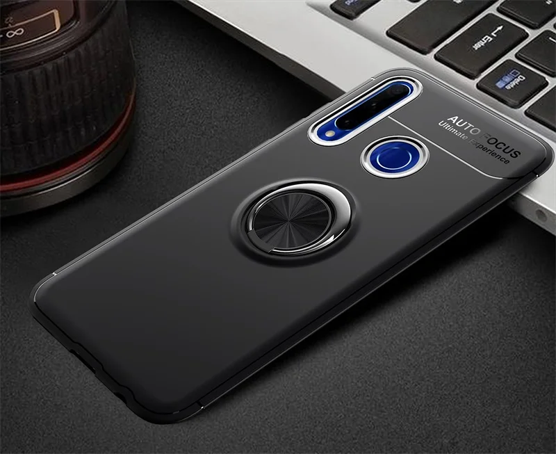 Черный Чехол для huawei Honor 10i чехол роскошный кожаный мягкий силиконовый Край Ткань задняя оболочка защитный корпус для Honor 10i чехлы - Цвет: Черный