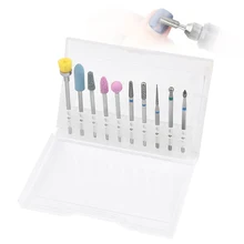 10pcs/set Nail Art Grinding Drill Bits Electric Manicure Machine Tips Brush Polishing Tools