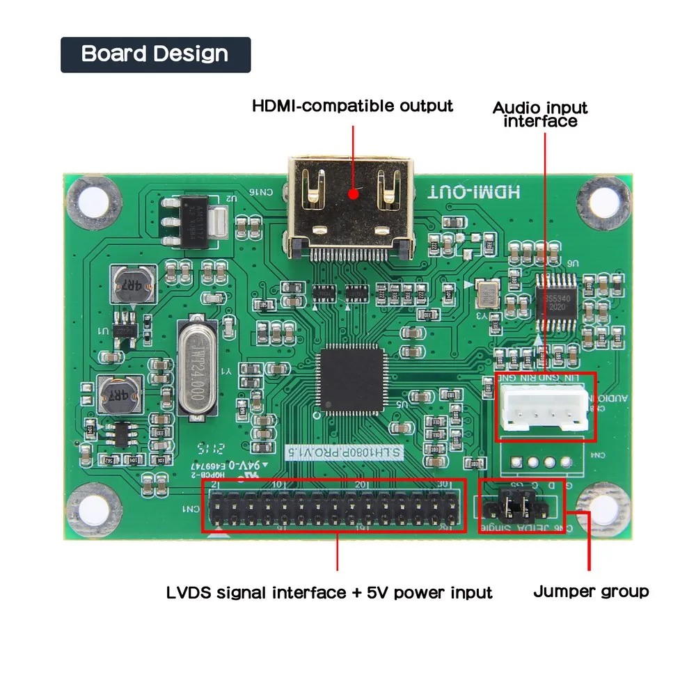 LVDS Driver Board / LVDS to HDMI-compatible Adapter Converter Supports 1080P Res