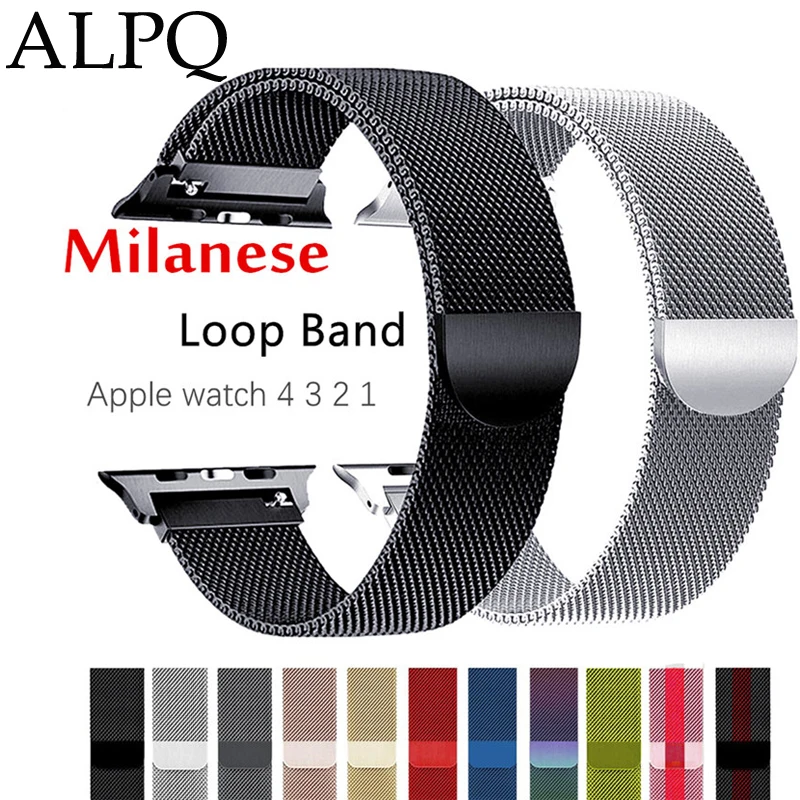 ALPQ, Миланская петля, ремешок на запястье, ремешок для часов Apple Watch, 40 мм, 42 мм, 38 мм, 44 мм, браслет, ремешок для часов, Correa, для iWatch 5, 4, 3, 2