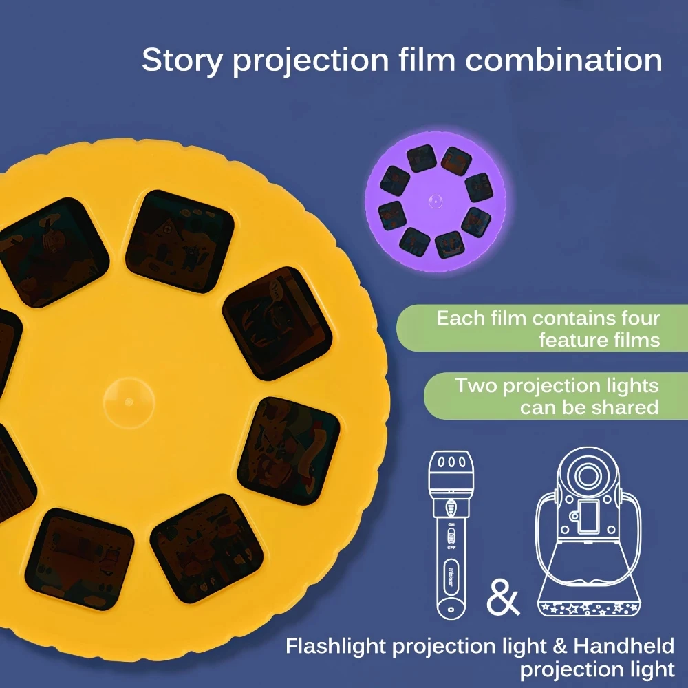 Proyector de historias para niños, caleidoscopio, luz nocturna, juguetes para bebés, lámpara, juguetes educativos de aprendizaje, lámina luminosa, proyector de disco