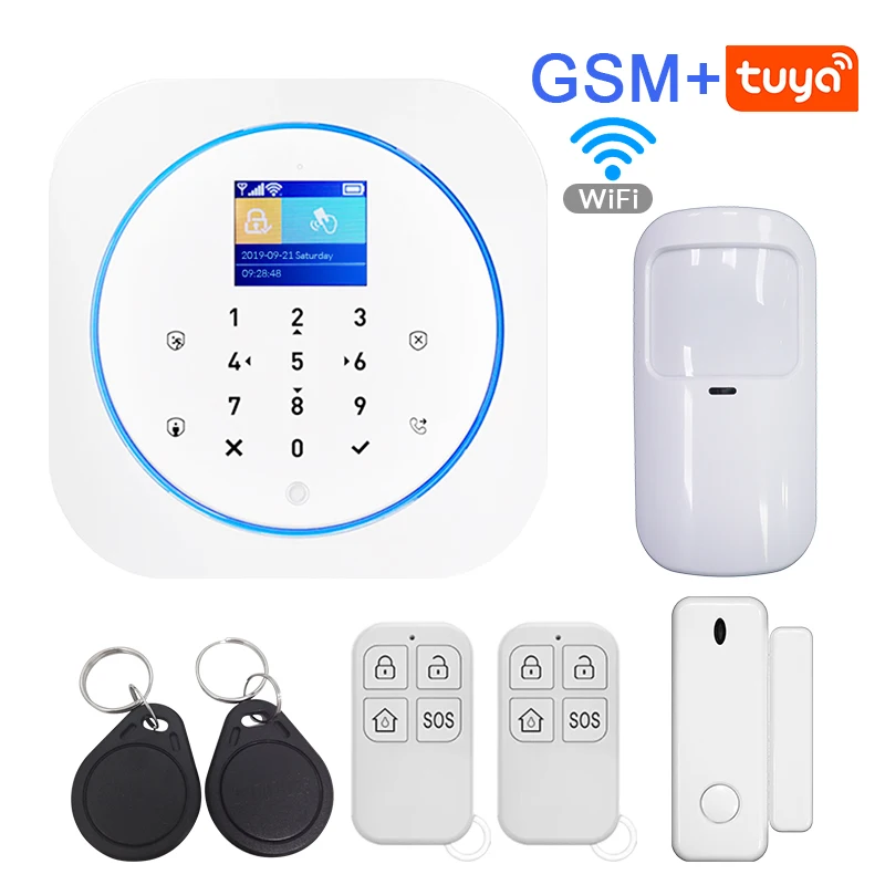 kit2 GSM сигнализация Wi-Fi GSM сигнализация домофон дистанционное управление Автонабор 433 МГц детекторы IOS Android Tuya приложение управление сенсорная клавиатура - Цвет: kit2