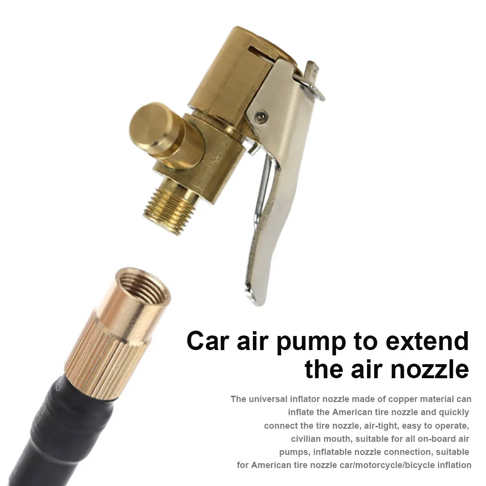 Clip-on Adapter Car Brass 8mm Tyre Wheel Valve Portable Inflatable Pump for Car Tire Air Chuck Inflator Pump Valve Connector
