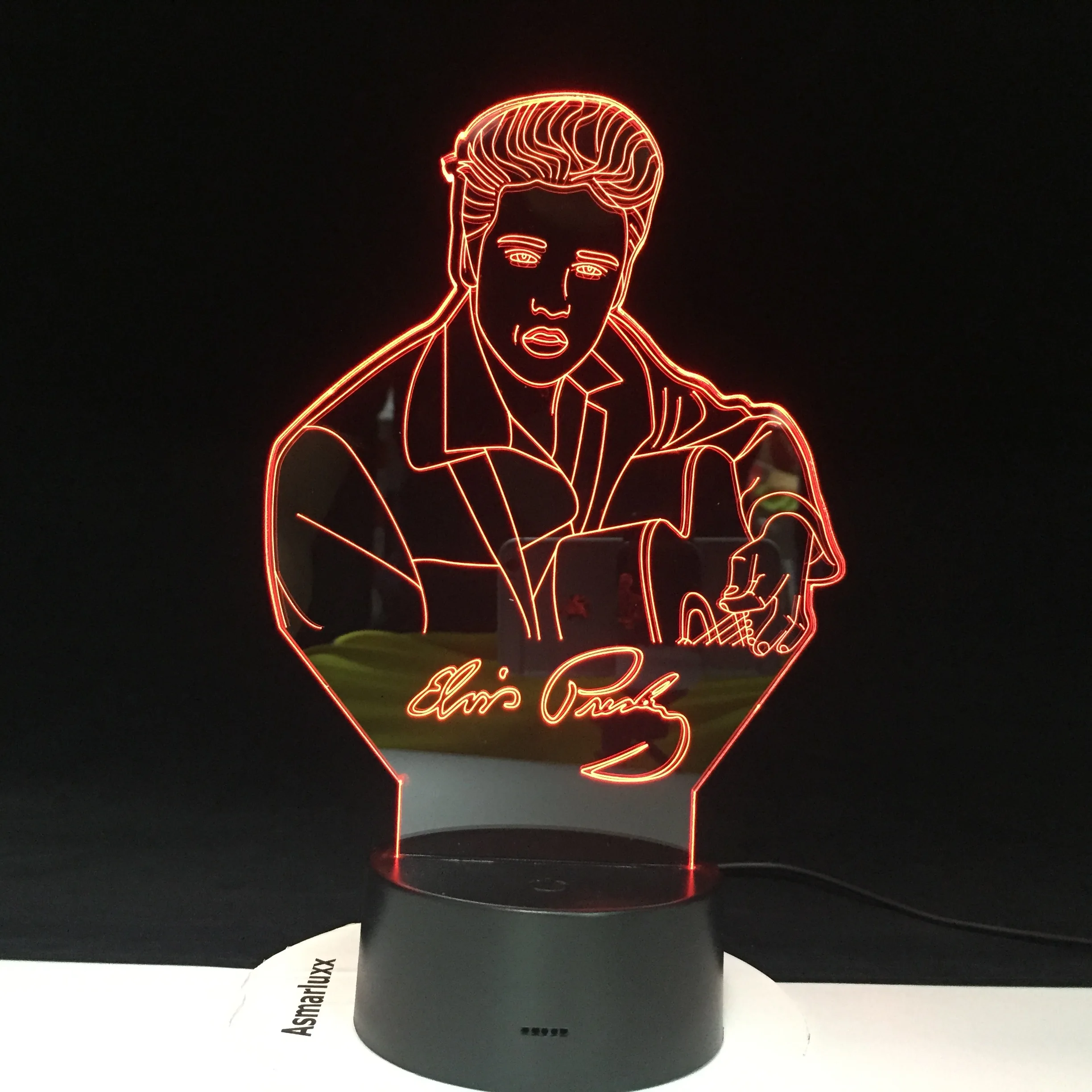 Элвиса Аарон Пресли 3D настольная лампа Король рок-н-ролл Led Ночник светильник