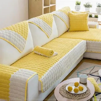 

Solid color Sofa Covers for Living Room Stripe Plaid Sofa Cover Couch Cover Armrest Towel Modern Corner Seat Cover Sofa Towel