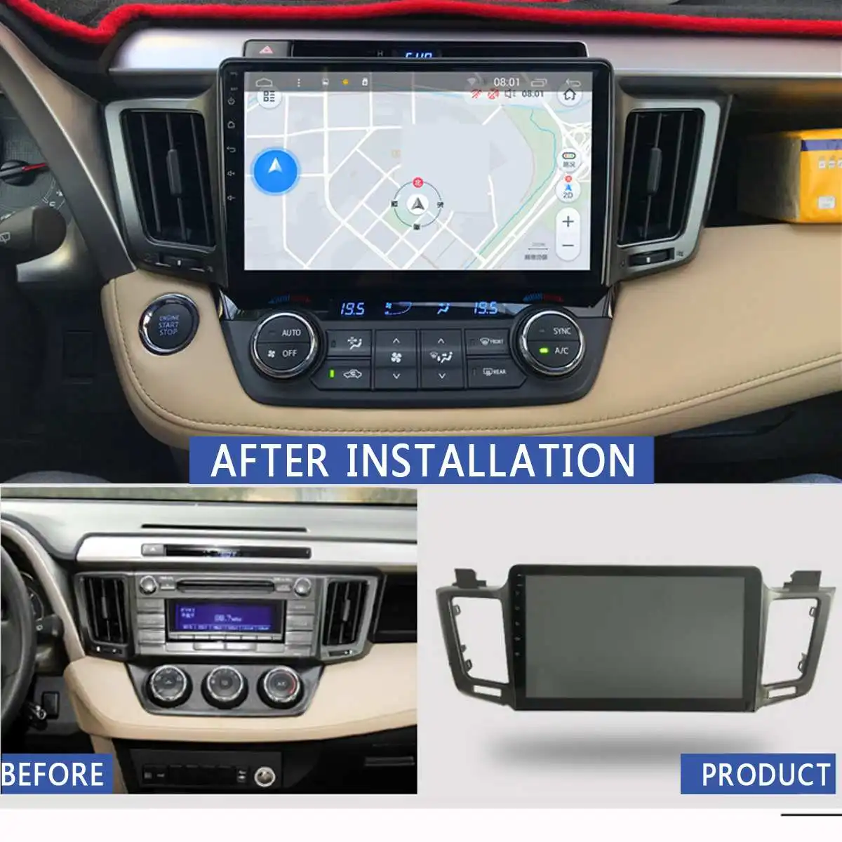 Flash Deal 10.1 Inch 2 DIN for Android 8.0 Car Stereo 2+32G Quad Core MP5 Player GPS WIFI FM AM Radio for Toyota RAV4 2013-2017 1
