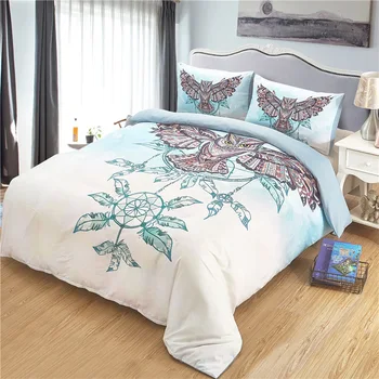

Nordic Bedding Set Luxury 3d Pillow Case Size Printed Duvet Cover White Owl Summer Zipper Home Textiles Black Children Calico