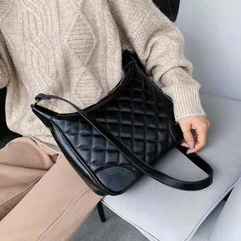 

Vintage Diamond Lattice PU Leather Crossbody Bags For Women 2020 Simple Style Messenger Shoulder Bag Female Handbags and Purses