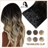 Full Shine Seamless Clip in Human Hair Extension 8Pcs 100g PU Clip Blond Color Seamless Skin Weft 100% Machine Remy Human Hair ► Photo 1/6