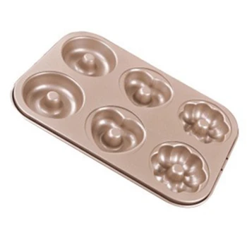 

Baking Mold, Gold Non-Stick Cake Mold, Heart-Shaped Flower Round Doughnut Mold, Non-Stick Durable and Easy to Clean