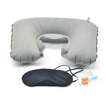 

Car Flight Travel three piece set Flocking pillow include air pillow eye mask earplug U-Shape Flocked Pillow Neck Rest