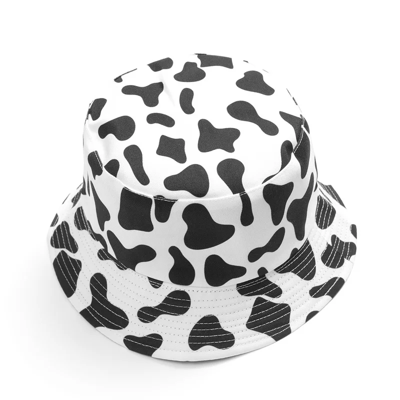 INS cute Reversible Black White Cow print Bucket Hats Men Women NEW Fashion Summer sun hat Fisherman cap Travel Gorras Panama