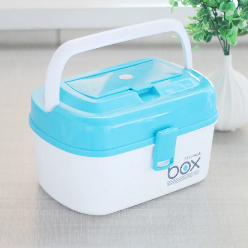 

Family Double Layer Medicine Box Portable Hand-Style Large-Volume Pharmaceutical Box Medical Care Health Kit Storage Box Childre