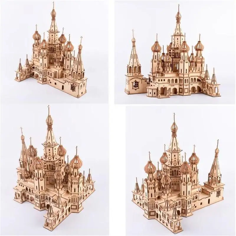 Лазерная резка DIY 3D деревянная модель здания детские игрушки-Пазлы ручной работы Обучающие игры собрать наборы рождественские подарки на день рождения