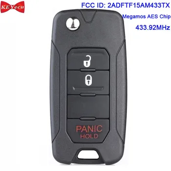 

KEYECU for Jeep Renegade 2015 2016 2017 Remote Key Fob 2ADFTF15AM433TX 433.92MHz FSK Megamos AES Chip