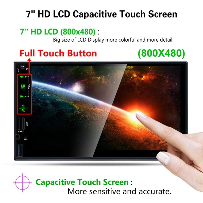 2 Din Авто стерео, 7 дюймов HD пресс-экран Поддержка Bluetooth Handsfree резервная камера заднего вида, зеркальная ссылка, Определитель номера, обновление