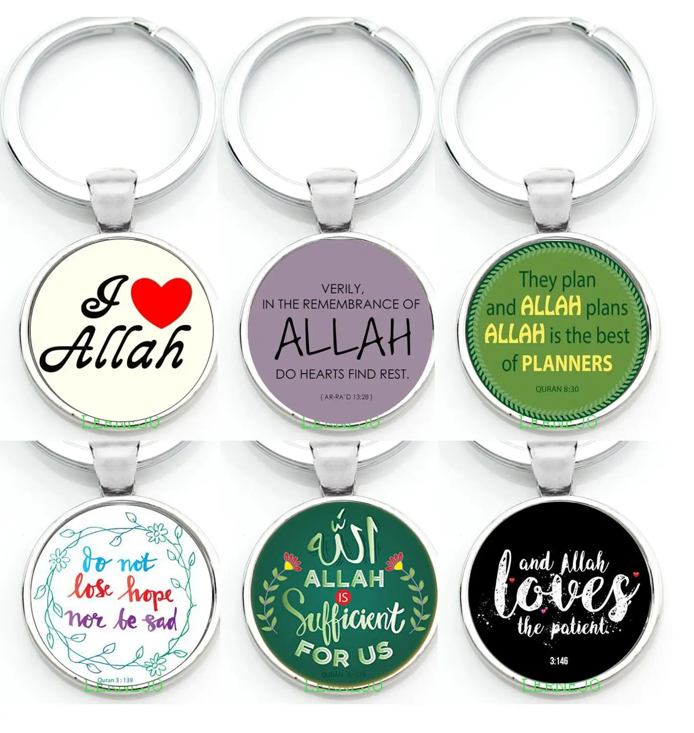 I Love Allah Quote Quran 13:28 Quran3:173 Key Chain Ring Letters Pendant Islamic Muslim Charm For Women Men Accessories Gift | Украшения и