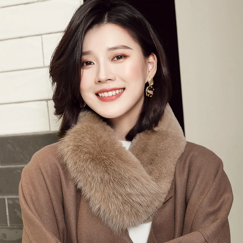 Lantafe Scarf Women Scarf Fur Collar Warm Scarf Widening Thickening Splicing Material Real Rabbit Fur Fox Fur
