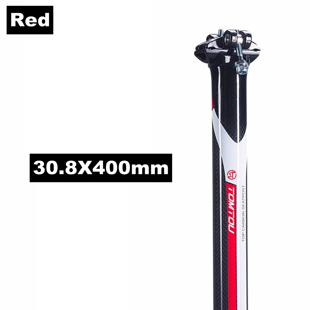 Red 30.8X400mm TOMTOU Сверхлегкий 250 г 3k из углеродного волокна, шоссейный/горный велосипед велосипедный Подседельный штырь гонки на подседельную трубу рамы 27,2/30,8/31,6 мм красный, зеленый, синий, серый - Цвет: Red 30.8X400mm