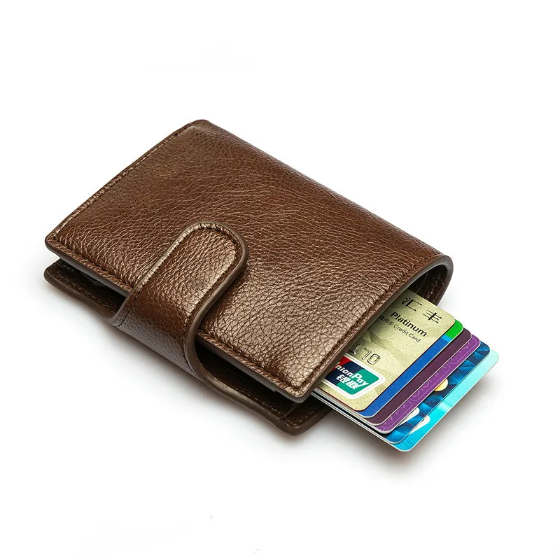 Bycobecy New PU Leather Small Men Card Holder Wallet Women Smart Slim RFID Ladies Card Case Unisex Vintage Solid Money Bag