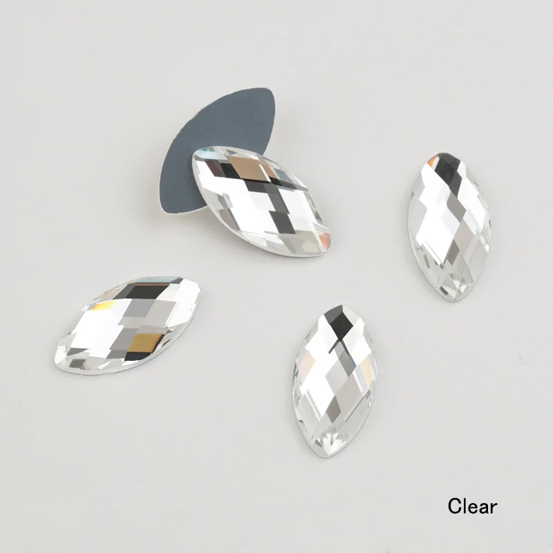 crystal clear Безболезненного лошадиный глаз Свободные Стразы Наветт, на плоской подошве, с украшением в виде кристаллов, вставки стеклянные стразы красоты аксессуары для одежды - Цвет: crystal clear