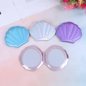

1PCS Portable Makeup Mirror Shell PU Leather 1:2 Magnifier Make Up Mirrors Girls 2-Face Pocket Cosmetics Mirror