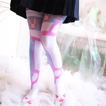

OW Overwatch D.Va Stockings anime sexy women Japanese Cartoon kawaii Harajuku girls Striped Football Over the knee socks