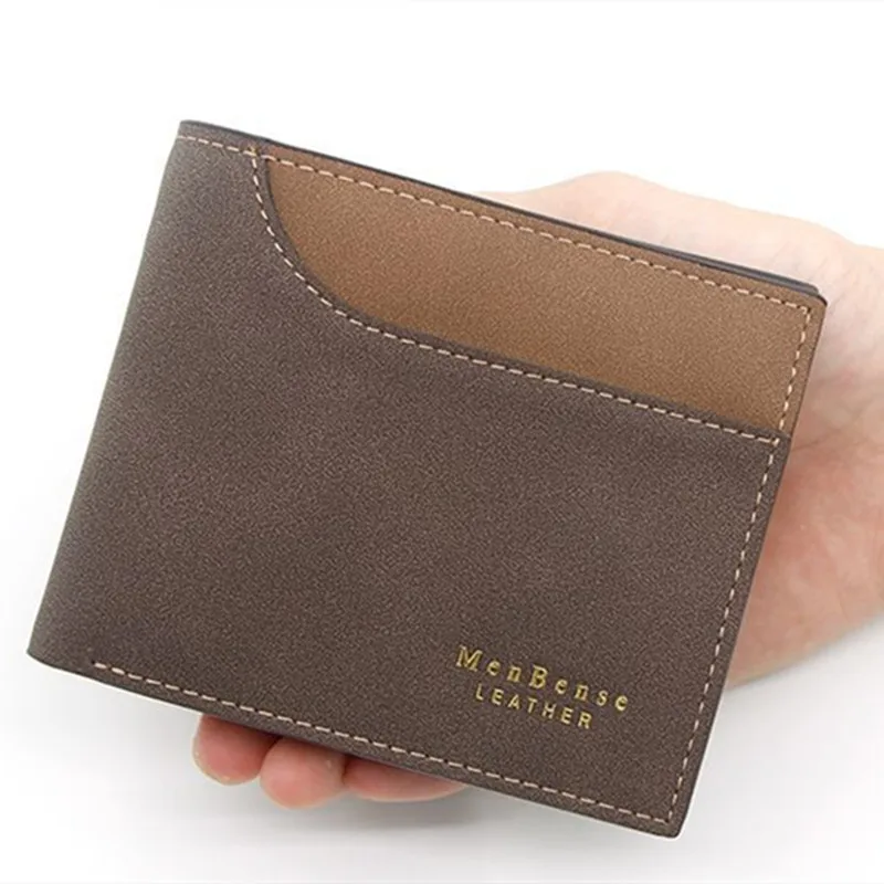 Cartera de pu esmerilada para hombre, billetera masculina de gran capacidad, con posición de varias tarjetas, monedero