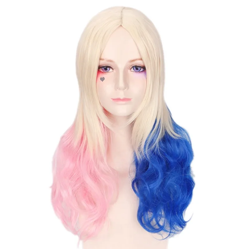 

Party Halloween cospaly wig ;movie suicide squad Harleen; Quinzel clown female Halle Quinn gradient wig