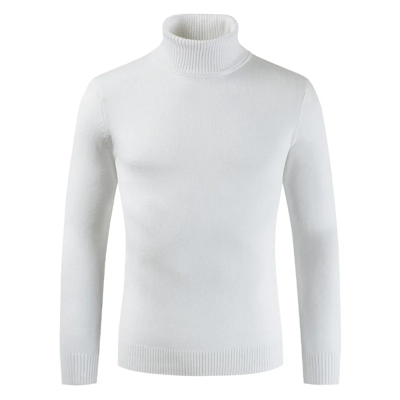 

GustOmerD Nice Winter Turtleneck Men Solid Casual Warm Cashmere Sweater Men Fashion Sknny Off White Pullover Mens Sweaters