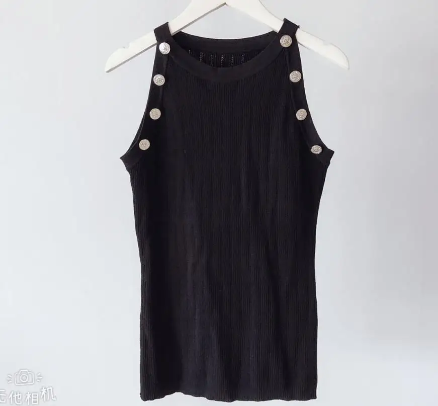 

Women's new solid color round neck pullover sleeveless sweater