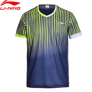 Li-Ning мужские рубашки для бадминтона, дышащий светильник, футболки для соревнований, топ, Удобная подкладка, Спортивная футболка AAYM147 MTS2695 - изображение