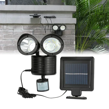 

22LED Dual Solar Powered Garage Adjustable Motion Sensor Security Flood Light